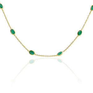 Wholesale Gold Plated 925 Sterling Silver Emerald Gemstone Necklace Classic Green Oval Cut Jewelry <b>Gift</b> for Women - Product Image 2