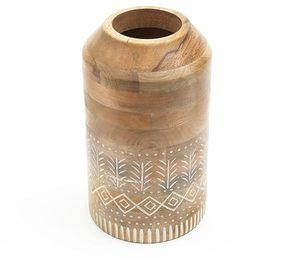 Decorative Wooden <b>Matt</b> Glazed Round <b>Table</b> Vase Handmade Flower Holder Modern Rustic Centerpiece for Home Wedding <b>Table</b> Decor - Product Image 4