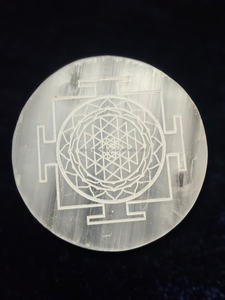 Posavasos Cuadrado de Selenita, Piedra Natural, con Adhesivo del Símbolo Shree Yantra, Decoración del Hogar, Placa de Carga, Venta al por Mayor - Product Image 3