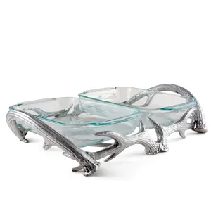 Table basse haut de gamme en métal fait main avec plateau, pour canapé, ottoman, table centrale et décoration d'intérieur contemporaine, style Art Déco, en verre décoratif - Product Image 4