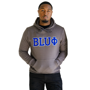 Sweat à capuche en chenille BLUΦ Phi Beta Sigma pour homme, couleur anthracite, avec lettres grecques, vêtement de fraternité haut de gamme, coupe classique - Product Image 1