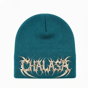Wholesale Korean Style 3D Embroidery Jacquard Knit Casual 100% <b>Wool</b> <b>Beanie</b> Warm Unisex - Product Image 2