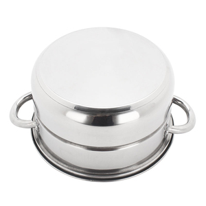 Olla vaporera grande de acero inoxidable con tapa de vidrio templado, base multicapa y asas de tacto frío y cómodo. - Product Image 5