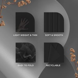 150 Fogli di Carta Velina Nera per Confezioni Regalo, 14x20 Pollici - Carta da Regalo Nera per Decorazioni Natalizie e Fai-da-Te - Product Image 1