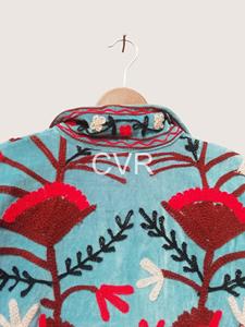 Abrigo con cuello mandarín floral bordado a mano, ropa exterior informal de algodón de manga larga, estilo primavera para mujer adulta - Product Image 2
