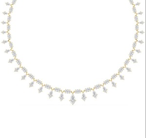 Breathtaking 9K Rose Gold Long Step Cut Pear and Oval Diamond <b>Statement</b> <b>Necklace</b> 27.46 CTW - Product Image 6
