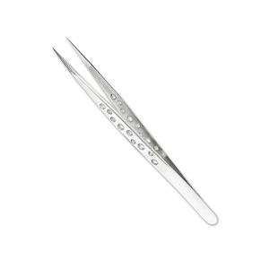 Pince à cils de qualité supérieure avec poignée en acier allemand et design perforé, idéale pour les extensions de cils volume - Product Image 1