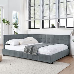 Letto Imbottito Matrimoniale con Testiera e Braccioli Confortevoli, Divano Letto per Camera da Letto o Soggiorno - Product Image 3