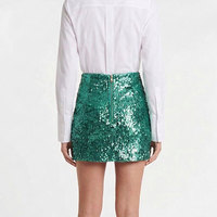 Jupe courte en polyester/coton peigné écologique pour femme, style portefeuille, avec ceintures et sequins, taille empire, mini, style streetwear, en promotion