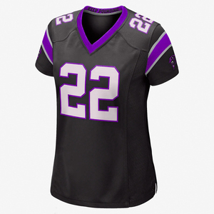 Maillot de football noir pour femme, numéro 22, col en V, manches courtes, anti-humidité, 100 % polyester, imprimé lettres - Product Image 5