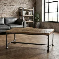 Table console industrielle en chêne massif avec pieds en métal, meubles de salon durables, style design antique