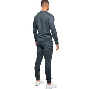 Sudadera de Cuello Redondo para Hombre, Color Gris Oscuro, Corte Ajustado, Tejido de Algodón, Estilo Casual para Otoño, Diseño de Color Sólido con Bolsillo - Product Image 2