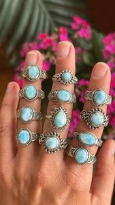 Larimar <b>Silver</b> Ring 925 Sterling <b>Silver</b> Ring <b>Solid</b> 925 Sterling <b>Silver</b> - Product Image 4