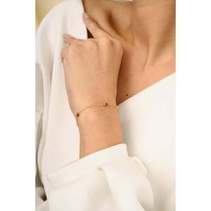 18K Gold Oval <b>Ruby</b> Diamond Charm <b>Bracelet</b> - Product Image 4