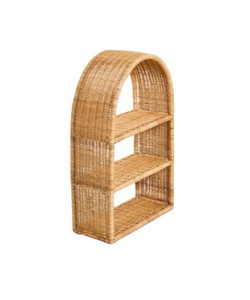 Organisateur de rangement pour chambre d'enfant en rotin style bohème avec design en arche, étagère de présentation pour jouets et décorations en osier pour chambre d'enfant et salle de jeux - Product Image 1