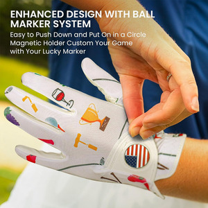 Gant de golf pour femme en cuir véritable imperméable, antidérapant, protection UV, avec marqueur de balle intégré, pour le sport et la protection des mains - Product Image 6