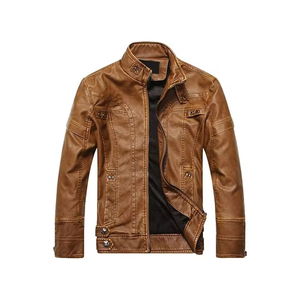 Custom Men's <b>Leather</b> <b>Jacket</b> Minimalist Zip Up Slim Fit Casual Fashion Premium Plain Modern <b>Jacket</b> - Product Image 3