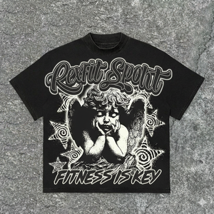 2026 New Factory Wholesale Men 100% Cotton <b>Acid</b> Washed <b>Drop</b> Shoulder Oversized Graphic T-Shirt For Men - Product Image 1