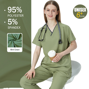 Uniformes Médicos Personalizados con Cierre de Cremallera, Uniformes Dentales de Bajo Precio, Unisex, 94% Poliéster, 6% Elastano - Product Image 3