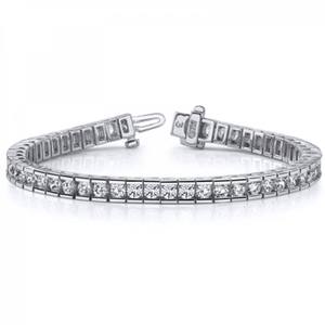 Women's 925 <b>Silver</b> Tennis <b>Bracelet</b> Round Brilliant Cut Diamond Channel Setting Classic Wedding Jewelry - Product Image 1