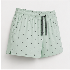 Custom Pale Mint Polka Dot Womens Relaxed A-Line Fit Drawstring <b>Lounge</b> <b>Shorts</b> Fluid Modal Jersey - Product Image 4