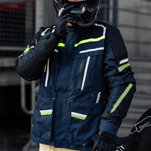 Blouson de moto en toile Cordura robuste, qualité supérieure, imperméable, respirant, écologique, protection hivernale, logo frontal - Product Image 2