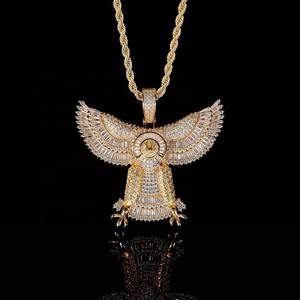 Collier Pendentif Aigle Plaqué Or 18 carats Hip Hop Diamanté, Bijoux de Mode Raffinés, Pendentifs Breloques Iced Out - Product Image 2