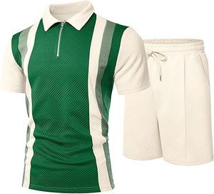 Men Summer <b>Knitted</b> Embroidered 100% Cotton Quick Dry Short Sleeve Custom Logo Joggers Suits <b>Set</b> Shirt and Short <b>Set</b> - Product Image 1