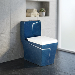 WC monobloc en céramique de qualité supérieure, à poser au sol, avec système de chasse siphonique, pour une infrastructure de salle de bain contemporaine - Product Image 3