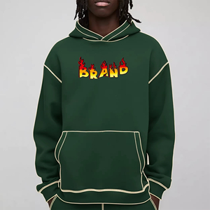 Sweat-shirts à capuche en molleton épais pour homme, 100 % coton, de haute qualité, surdimensionnés, avec coutures contrastées, impression DTF, logo personnalisé, OEM - Product Image 1