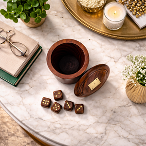 กล่องเก็บลูกเต๋าไม้ กล่องเกมทำมือจากไม้โรสวูดอินเดีย กล่องฝาปิดสไตล์โบราณ ของขวัญบนโต๊ะอาหารระดับพรีเมียม ขายส่ง ของสะสม - Product Image 4