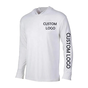 Chemise de pêche à manches longues blanche pour homme avec capuche, protection solaire UPF 50, logo personnalisé imprimé, pull-over - Product Image 1