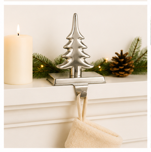 Modern Heavy Duty Silver Metal Christmas Tree <b>Stocking</b> <b>Holder</b> & Hanger with Mantel Weighted Base and Fireplace Hooks - Product Image 4
