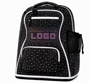 Sac à dos de sport 36-57L en polyester Oxford imperméable avec strass scintillants, fermeture éclair et cadre externe, personnalisable avec logo, pour cheerleading et usage décontracté - Product Image 4
