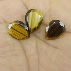 5x8MMM Ojo de tigre marrón natural facetado corte de pera piedras preciosas semipreciosas sueltas joyería hecha a mano del fabricante indio - Product Image 2