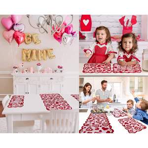 Camino de mesa para el Día de San Valentín de 13 x 72 pulgadas con diseño de encaje de corazones para decoraciones de fiestas de boda - Product Image 4