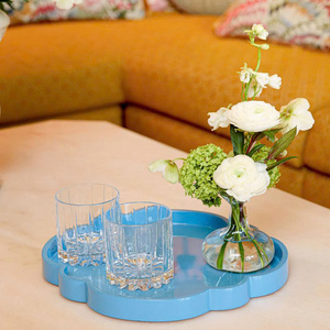 Elegance Blue Lacquer Cloud Tray Effect For Desks, Or <b>Coffee</b> <b>Tables</b> Tray For <b>Table</b> Decor And Food Presentation - Product Image 5