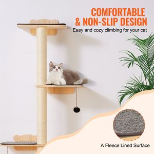 Mensola Galleggiante a Parete per Gatti a 4 Livelli, 40 Libbre, in Legno di Pino da 12 mm, con 4 Piattaforme di Salto - Set di Mobili da Parete per Gatti - Product Image 5