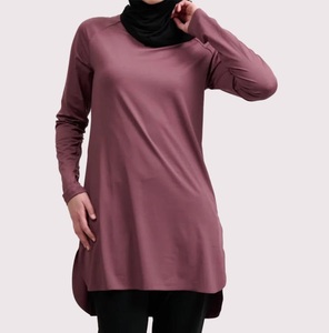 Camisas Modestas para Mujer, Cuello Tipo Capucha, Manga Larga, Blusa Tipo Túnica, Color Azul, Corte Holgado, Top de Jersey, Camiseta Modesta, Ropa de Calle para Todas las Temporadas - Product Image 3