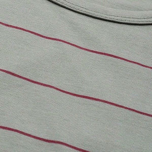 Men Striped O-Neck Knitted <b>Tank</b> <b>Top</b> Casual Sleeveless Shirt Breathable Gray with <b>Red</b> Lines - Product Image 6