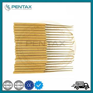 Ensemble d'instruments microchirurgicaux réutilisables Rhoton Micro Dissectors en acier inoxydable plaqué or, certifiés CE - Product Image 2