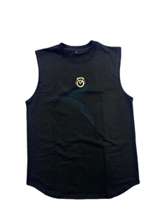 Camiseta sin mangas negra con logo personalizado ORCAFITS, informal, deportiva, para correr, gimnasio, para hombre, estilo bóxer, de algodón acanalado suave. - Product Image 1
