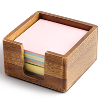 Porte-notes autocollants en bois artisanal, couleur naturelle, avec support pour stylo, à prix réduit