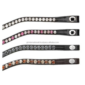 Productos de Carreras de Caballos ecuestres, banda de cuero artesanal para cejas de caballo con cristales de colores, diamantes de imitación, banda para cejas ostentosa - Product Image 3