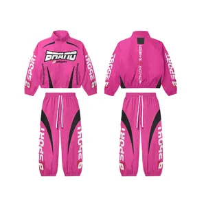 Pink <b>Men's</b> Regular Fit Lightweight 100% Polyester Tracksuit 2-Piece Zipper <b>Jacket</b> Shorts Set Full Sleeve <b>Half</b>-<b>Zip</b> Solid Casual - Product Image 1