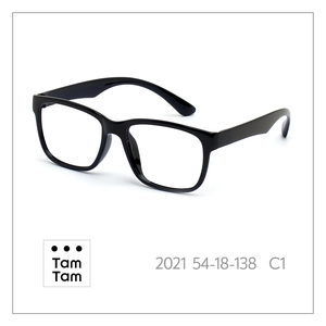แว่นตา Tam Tam Rectangle Full Rim รุ่น 54-18-138 C1 สำหรับผู้ใหญ่ทั้งชายและหญิง กรอบแก้ไขสายตา สีดำล้วน - Product Image 1