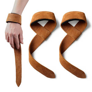 Sangles de musculation en cuir avec logo personnalisé pour la musculation, souples, pliables, robustes, réglables, antidérapantes sur la paume - Product Image 1