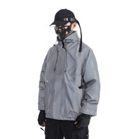 Jaket Windbreaker Pria Berkerudung Reflektif Warna Gradasi Lapisan PU Streetwear Ritsleting Ringan untuk Musim Gugur