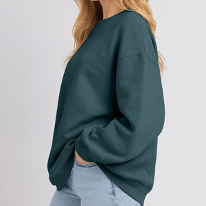 Sudadera de manga larga con cuello redondo, estilo casual y holgado para mujer, precio mayorista barato, sudadera oversize para mujer. - Product Image 6