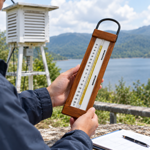 <b>Wooden</b> Maximum Minimum Thermometer for Temperature Recording | Hydrological Laboratory Instrument for Weather Observation Device - Product Image 2